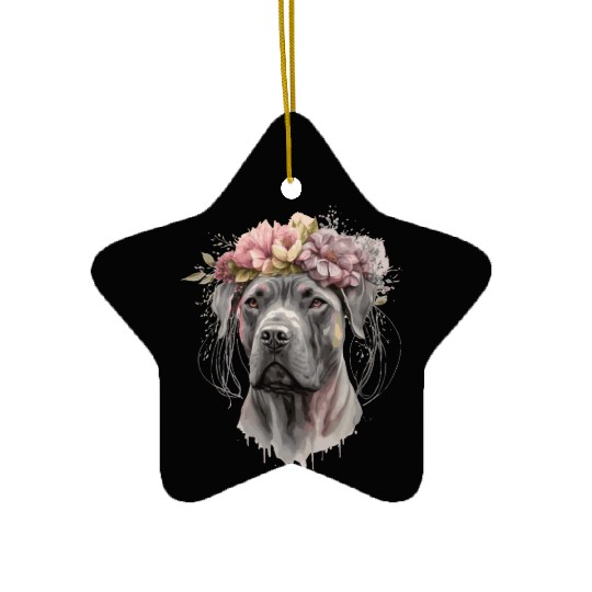 Cute Cane Corso Flower Crown Pet Dog Floral Puppy Ceramic Ornaments