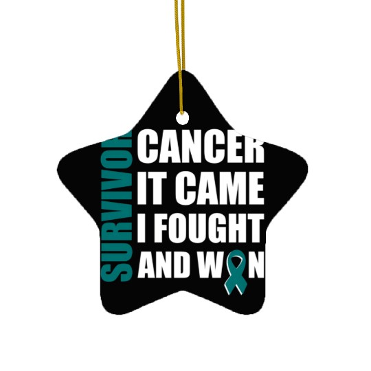 Ovarian Cancer Fight Cancer Ribbon Ceramic Ornaments