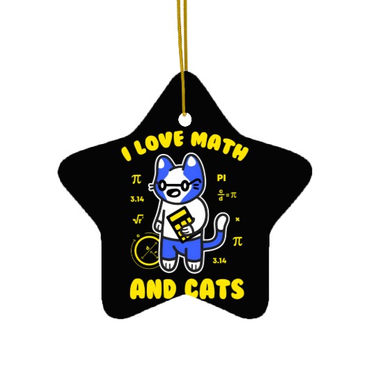 I Love Math And Cats Pi Day Teacher Cat Ceramic Ornaments