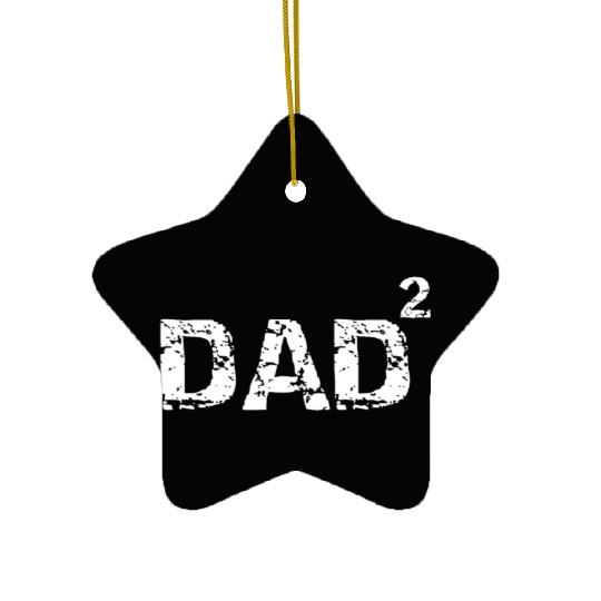 Father's Day Gift from Kids Dad of 2 Funny Dad Squ Ceramic Ornaments
