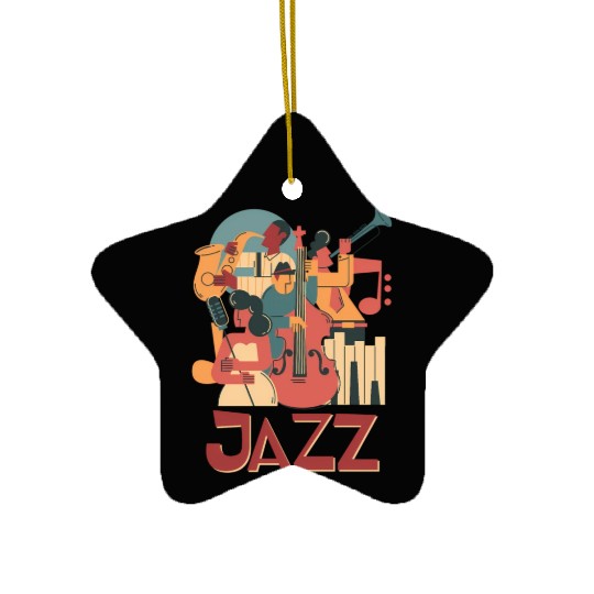 Jazz Musicians Orchestra Playing On Stage Smooth J Ceramic Ornaments
