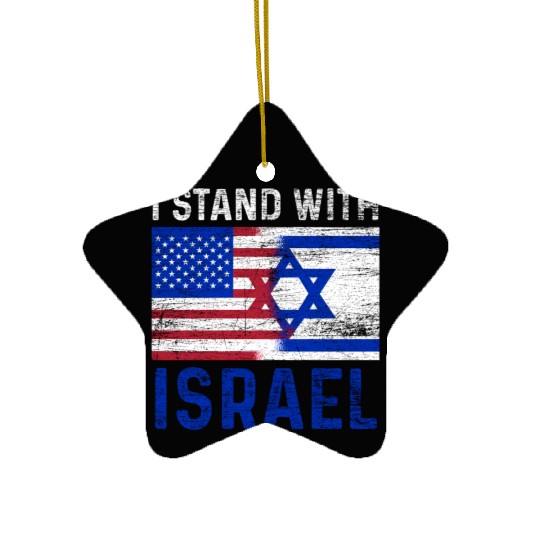 Us Flag I Stand With Israel Ceramic Ornaments