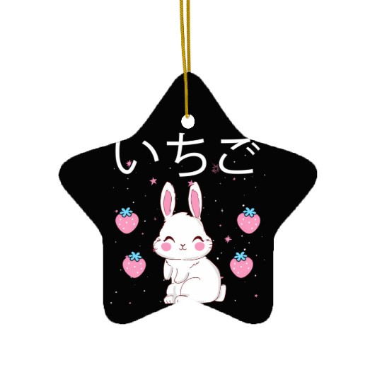 Strawberry Milk Bunny Aesthetic Vaporwave Anime Ceramic Ornaments