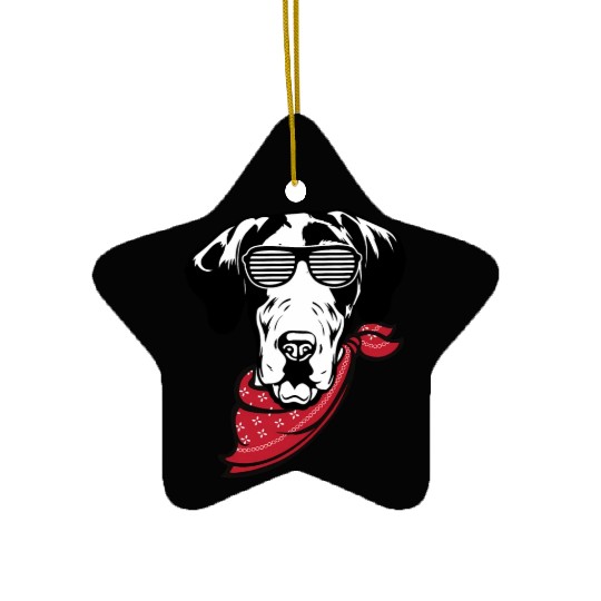 Great Dane Face Shutter Glasses Ceramic Ornaments
