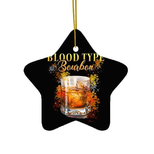 Blood Type Bourbon Cocktail Bartender Ceramic Ornaments
