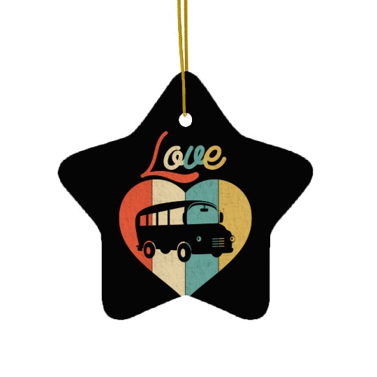 Love School Bus Ceramic Ornaments