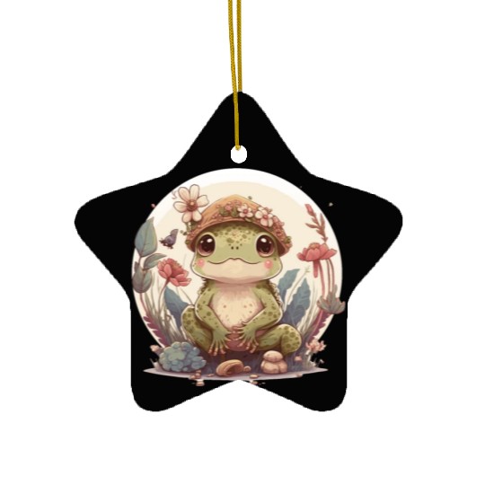 Cute Cottagecore Baby Frog Toad Frog Lovers Ceramic Ornaments