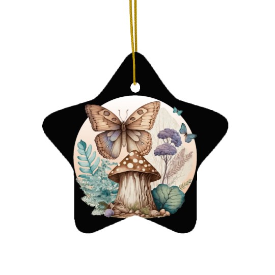 Cottagecore Butterfly Mushroom Plants Goblincore A Ceramic Ornaments