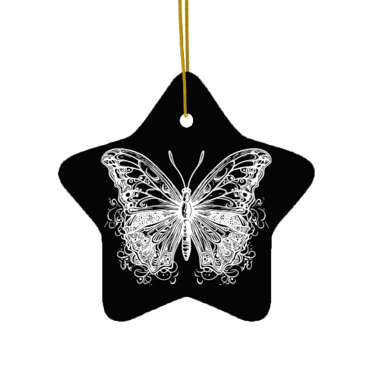 Pretty Vintage Lines Style Butterfly Ceramic Ornaments