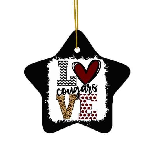 Cougars Mascot Love School Spirit Fantastic Ceramic Ornaments