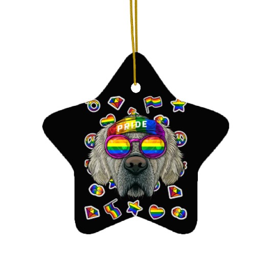 Lgbt Golden Retriever Gay Pride Month Dog Rainbow Ceramic Ornaments