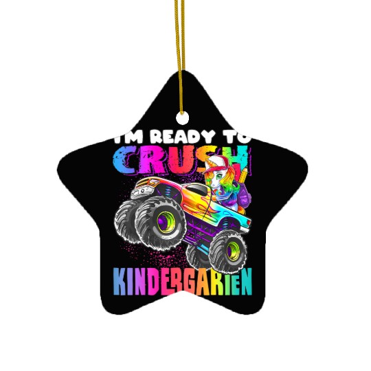 Kindergarten Unicorn Monster Truck Back to School Ceramic Ornaments