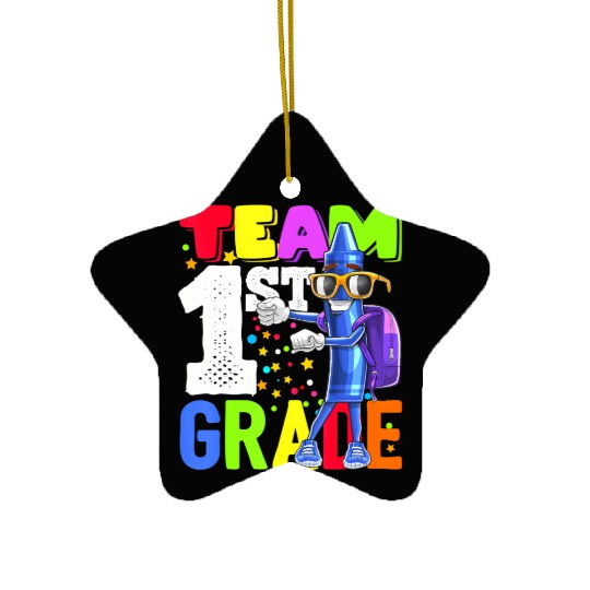 Team 1st Grade Flossing Crayon Back to School Kid Ceramic Ornaments