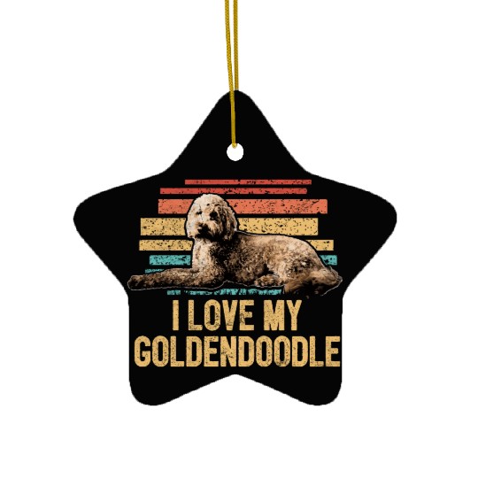 I Love My Goldendoodle Retro Dog Dad Doodle Mama Ceramic Ornaments