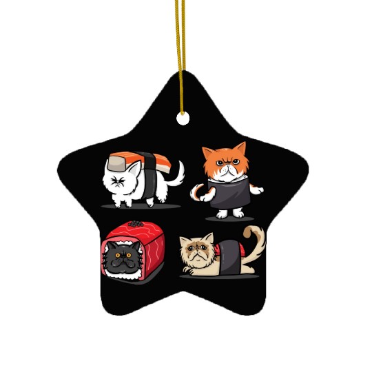 Sushi Persian Cat For Funny Cat Lover Sushi Lover Ceramic Ornaments