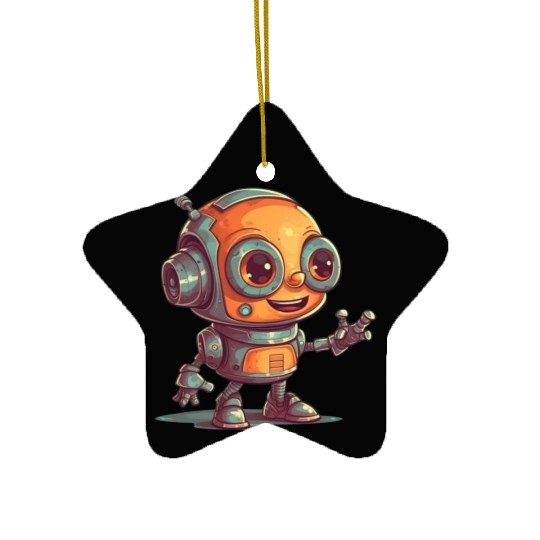 Cute waving robot illustration technology friendly Ceramic Ornaments