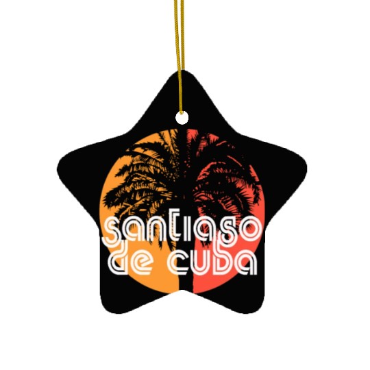 Santiago de Cuba Artistic Vacation Souvenir Palm Ceramic Ornaments