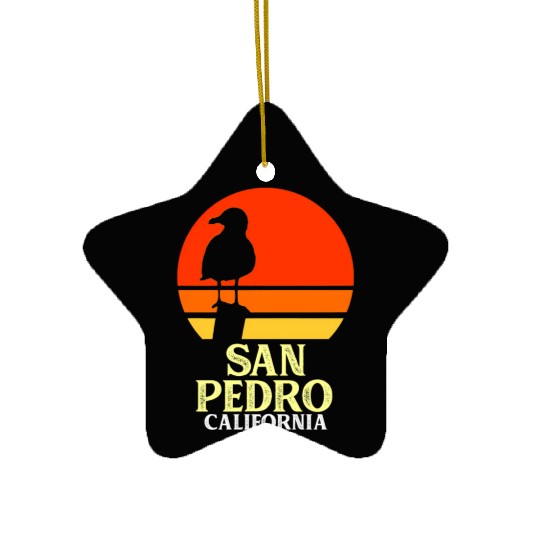 San Pedro California Beach Seagull Ceramic Ornaments