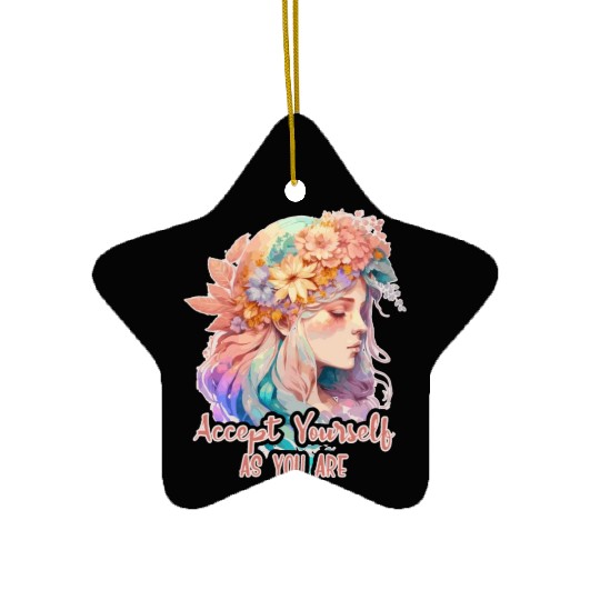 Mental Health Quote Flower Crown Women Positivity Ceramic Ornaments