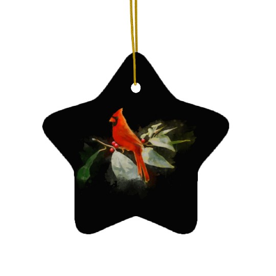 Wild Red Cardinal Bird Ceramic Ornaments