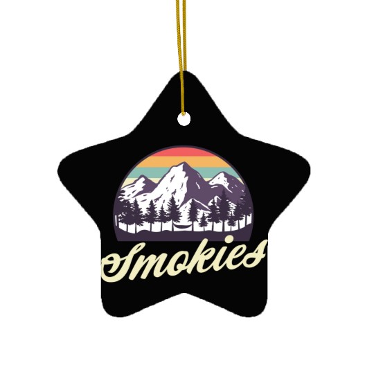 Retro Lake Tahoe Mountains Distressed Ceramic Ornaments