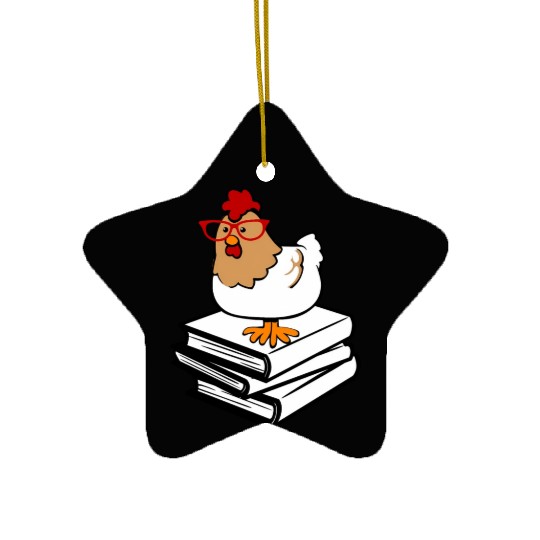 Chicken Book Nerd Love Reading Farm Ceramic Ornaments