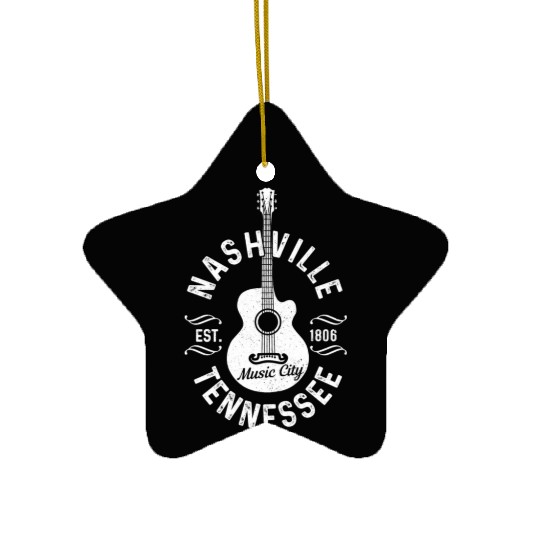 hville Tennessee Guitar Country Music City Ceramic Ornaments