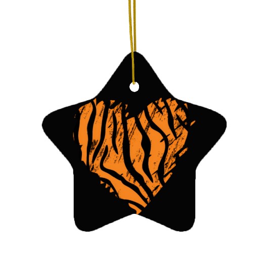 Heart Tiger Print Ceramic Ornaments