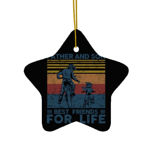 Father And Son Best Friends For Life Motocross Ceramic Ornaments