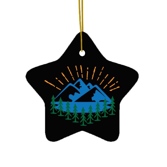 Blue Mountain And Forest Ceramic Ornaments