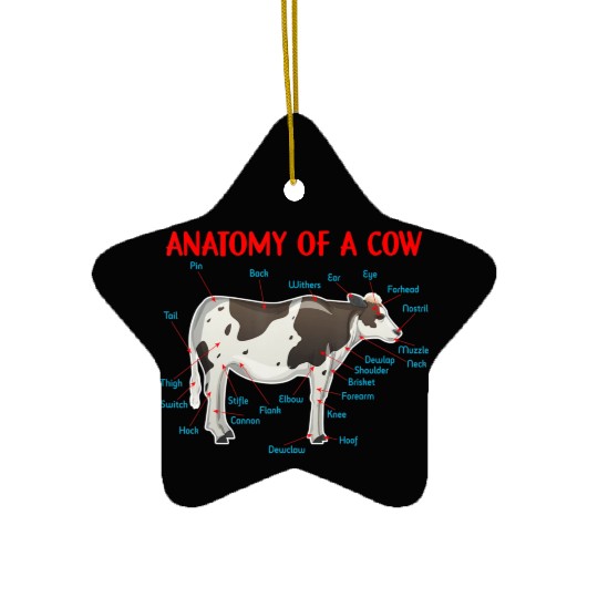 Anatomy Of A Cow Educational Cow Farmer Ceramic Ornaments
