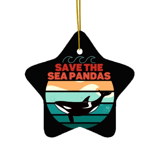 Rescue Killer Whale Orcas Save The Sea Pandas Ceramic Ornaments
