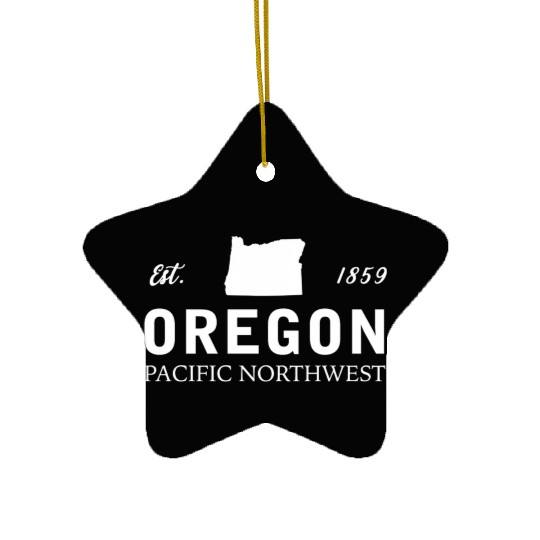 Oregon Est 1859 Pacific Northwest Us Flag Ceramic Ornaments