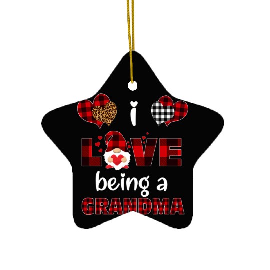 I Love Being Grandma Gnomes Family Valentine'S Day Ceramic Ornaments