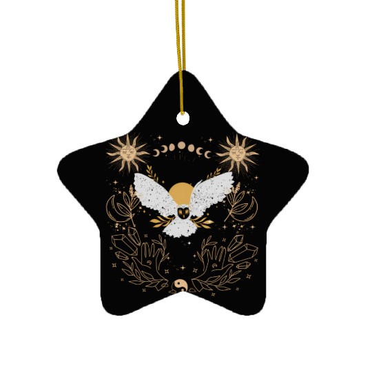 Dark Academia Tarot Card Sun Moon Crystals Owl Ceramic Ornaments