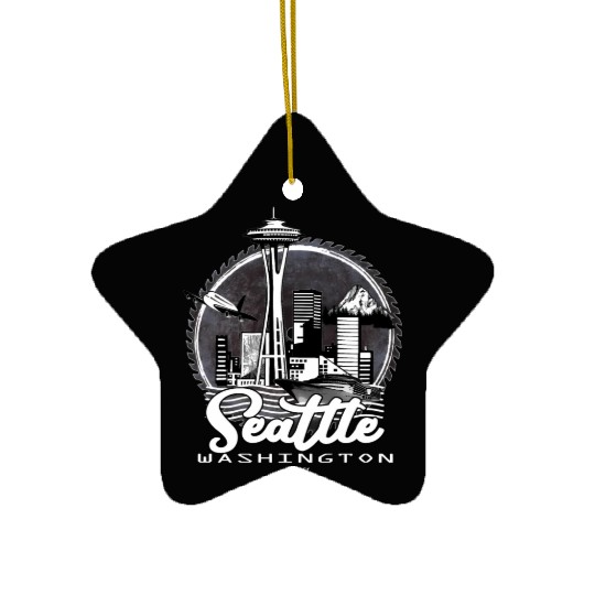 Seattle Pacific Northwest Emerald City Ceramic Ornaments