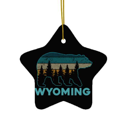 Wyoming Grizzly Bear Nature Hiking Ceramic Ornaments