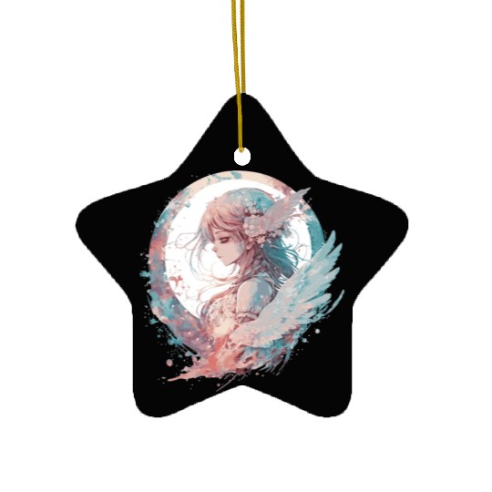 Watercolor Anime Fairy Cute Fairycore Pastel Goth Ceramic Ornaments