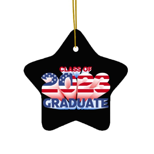 US American Flag 2023 Graduate Patriotic Graduatio Ceramic Ornaments