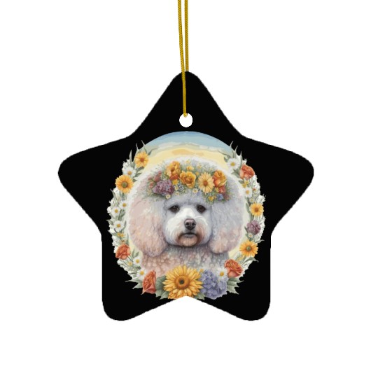 Cute Bichon Frise Sunflower Dog Breed Pet Puppy Ceramic Ornaments