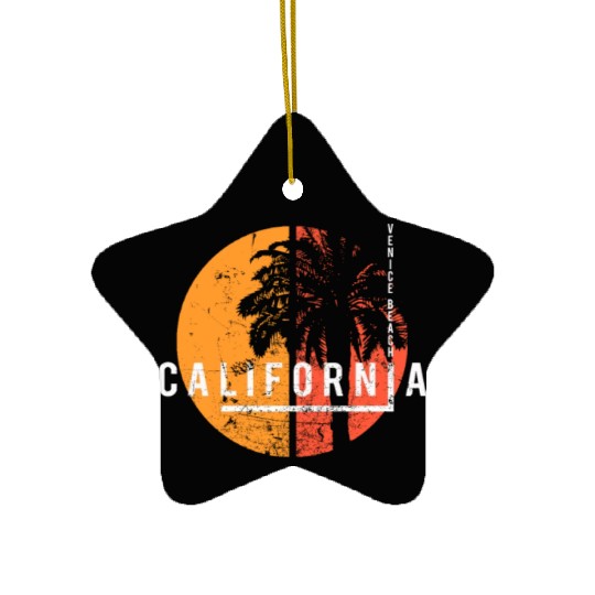 Venice Beach California Cool Palm Tree Native Ceramic Ornaments