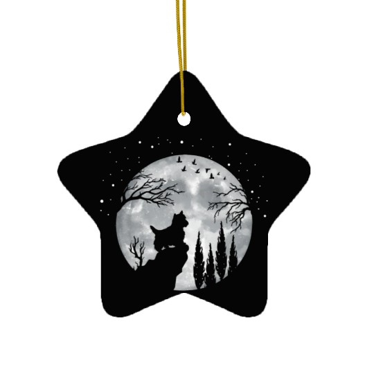 Yorhire Terrier Full Moon At Night Pet Ceramic Ornaments