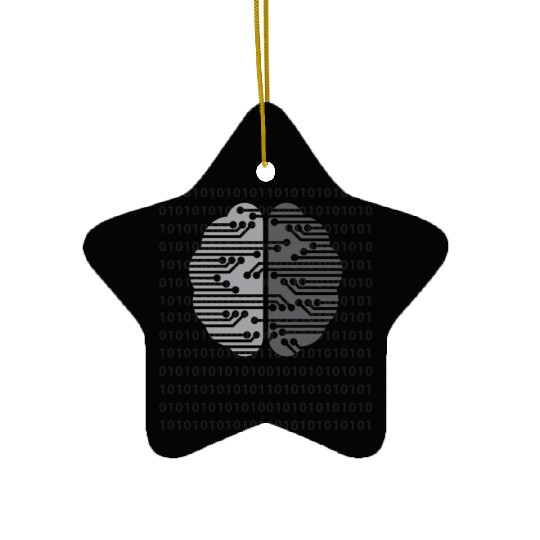 Computer Circuit Digital Brain Ai Neural Network Ceramic Ornaments