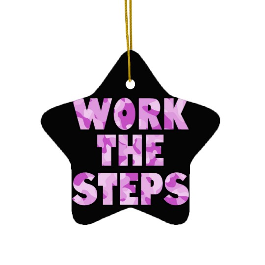 Work the Steps purple camo Ceramic Ornaments