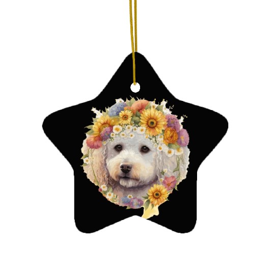 Watercolor Bichon Frise Sunflower Dog Breed Pet Pu Ceramic Ornaments