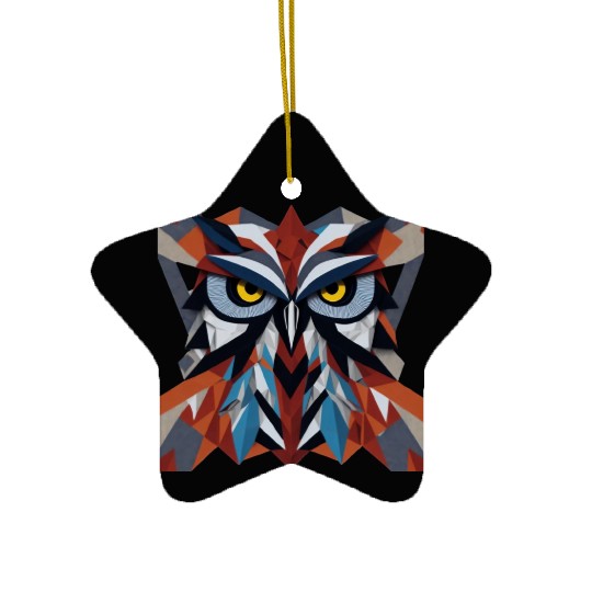 Vintage Geometric Beautiful 3D Owl Artwork Ceramic Ornaments