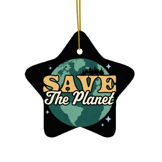 Save The Planet Environmental Retro Vintage Earth Ceramic Ornaments