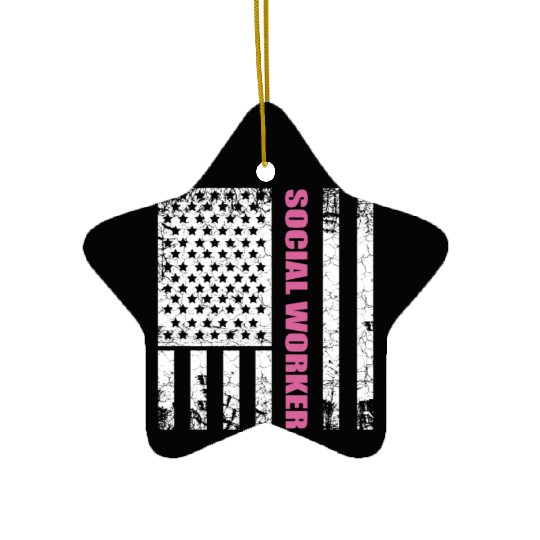 Social Worker US Flag USA Stars and Stripes Ceramic Ornaments