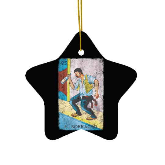 Loteria El Borracho Colorful Tarot Card Ceramic Ornaments