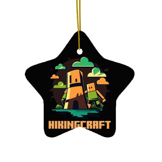 Square People Nature Hiking Ceramic Ornaments